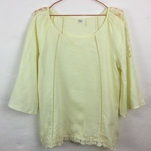 SYMPLE NYC Lemon Yellow LINEN Crochet TUNIC Top